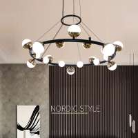 Fashion design nordic style cafe chandelier LED ring dining indoor chandelier pendant lamp