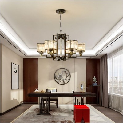 Vintage Metal Crystal Hanging Lights Office Pendant Chandeliers