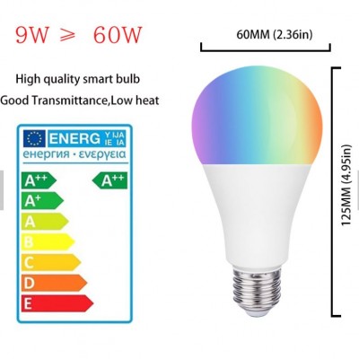 Infrared remote control A60 E27 dimmable LED bulb, RGB variable color dimmable LED bulb 9W