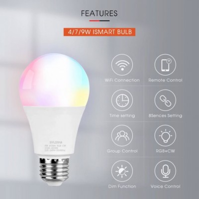 Remote control RGB led bulb 7w E26/E27 Wifi LED bulb dimmable and color changing